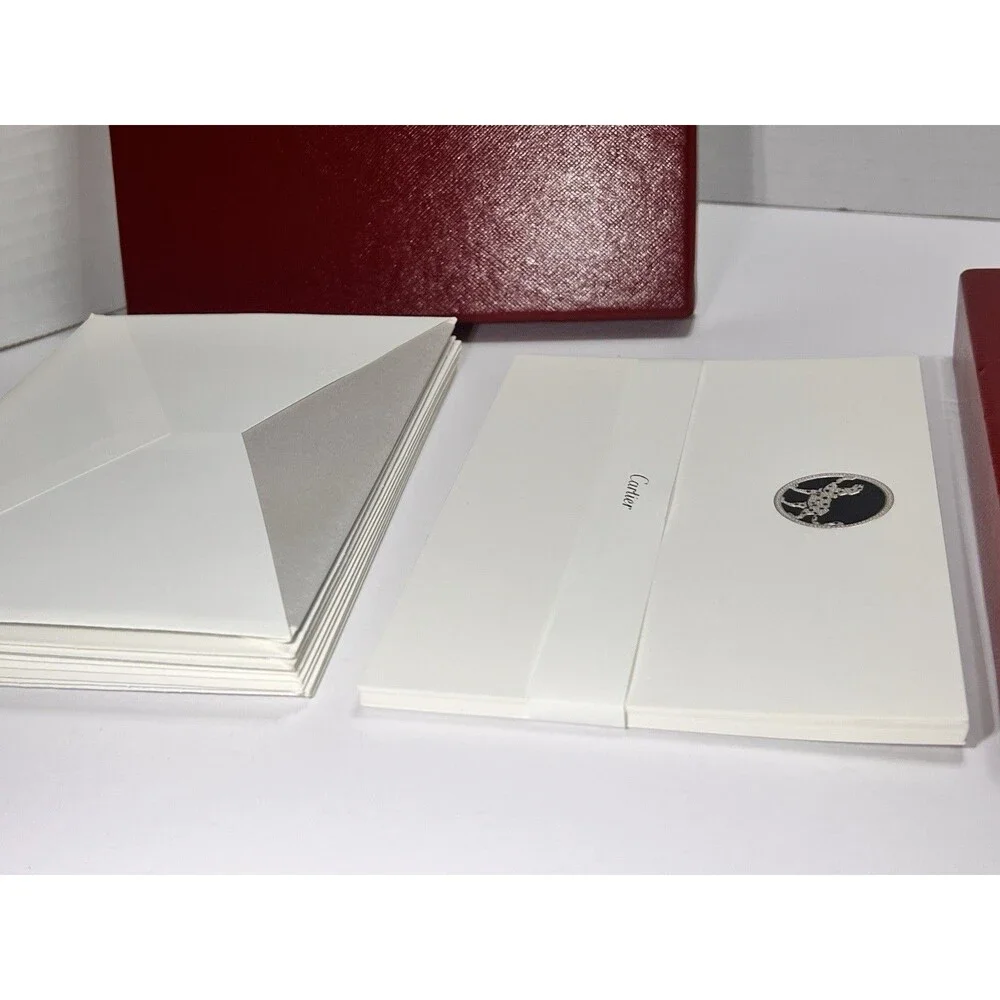 Vintage Cartier Panther Stationery Set10 (Rare) Gold Embossed Cards & Envelopes.